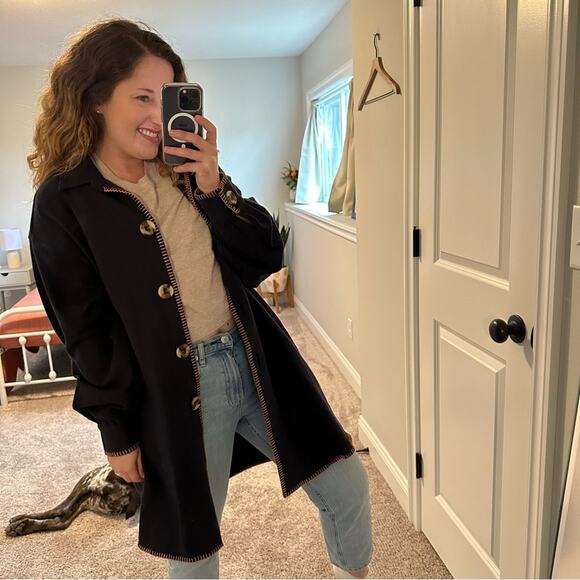 NWT SIEDRES Navy Blue Cotton Orange Jacket Medium - Picture 10 of 15